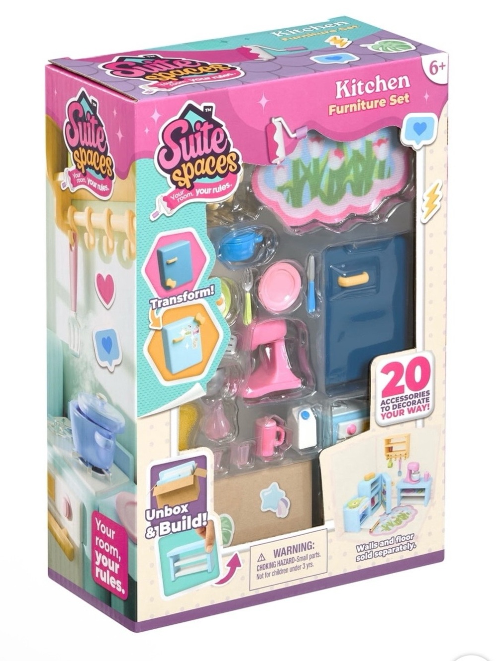 Suite Spaces KITCHEN Pretend Play Furniture Set For 3 - 4" Dolls - 20 Pcs - NIB